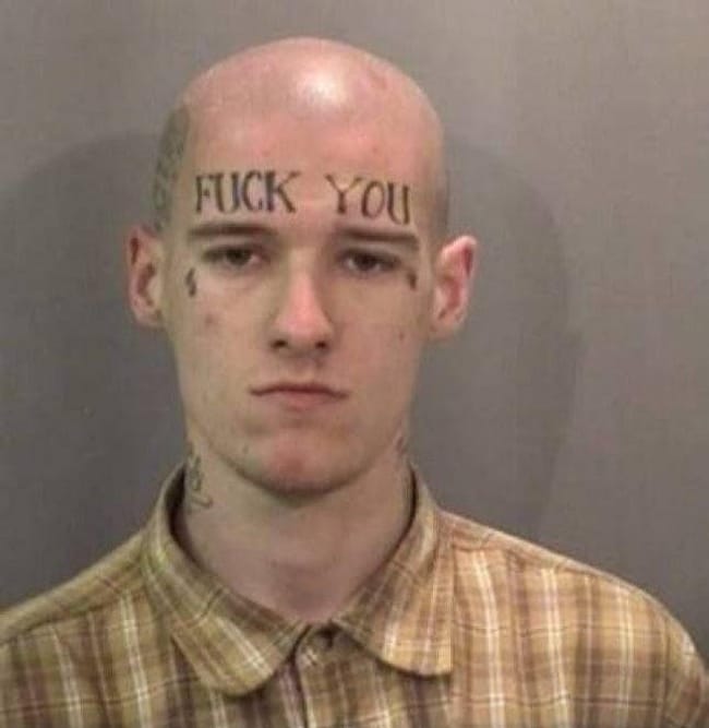 Fuck You(r Chances Of Employme... is listed (or ranked) 3 on the list The Most Out-Of-Control Face Tattoos Captured By The Mugshot Camera
