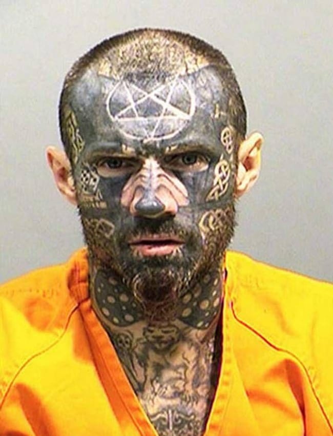 The Devil's Advocate is listed (or ranked) 16 on the list The Most Out-Of-Control Face Tattoos Captured By The Mugshot Camera