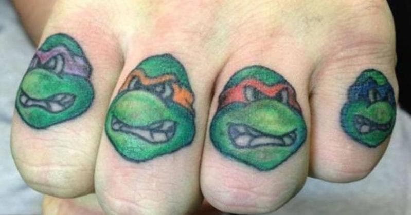 Child's drawing Teenage Mutant Ninja Turtles tattoo on