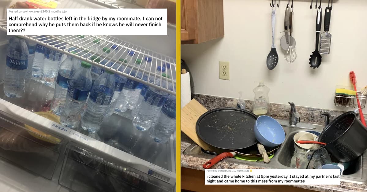 Half drank water bottles left in the fridge by my roommate. I can not  comprehend why he puts them back if he knows he will never finish them?? :  r/mildlyinfuriating