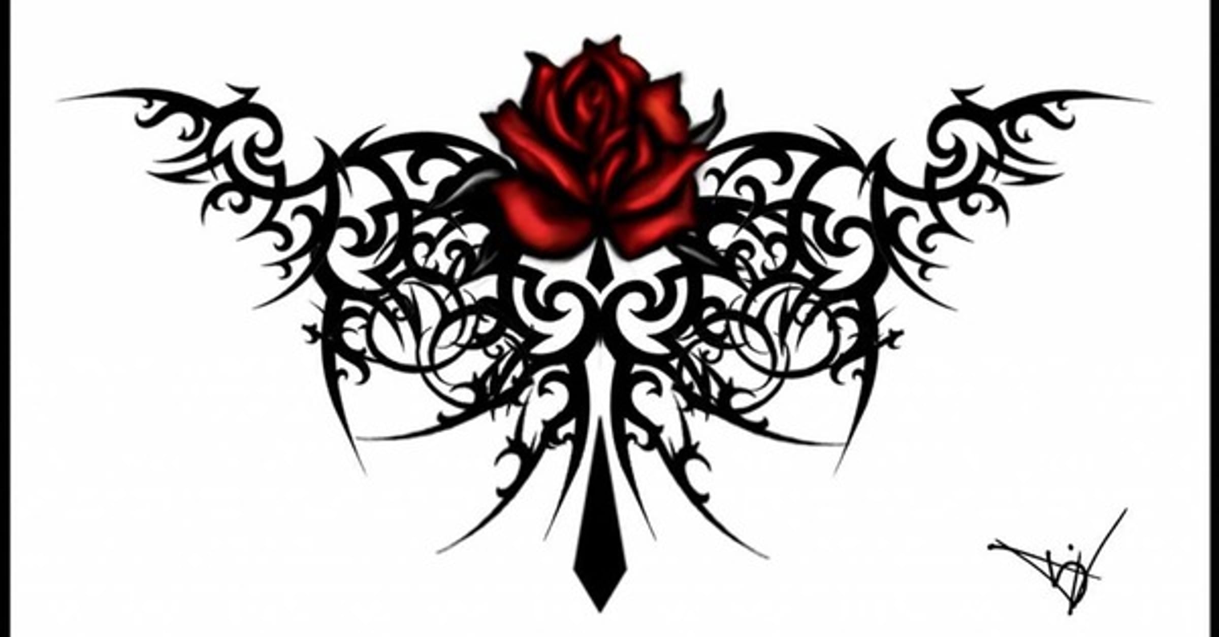 tribal rose tattoos outline