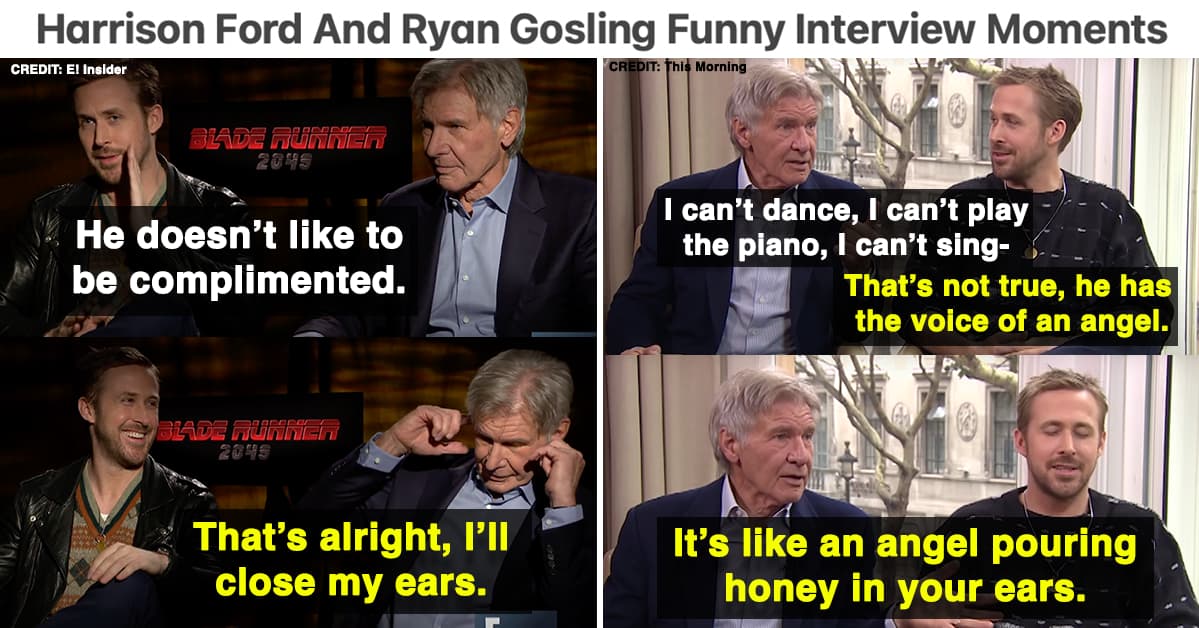 13 Harrison Ford And Ryan Gosling Interview Moments That Prove They're An Underrated Duo