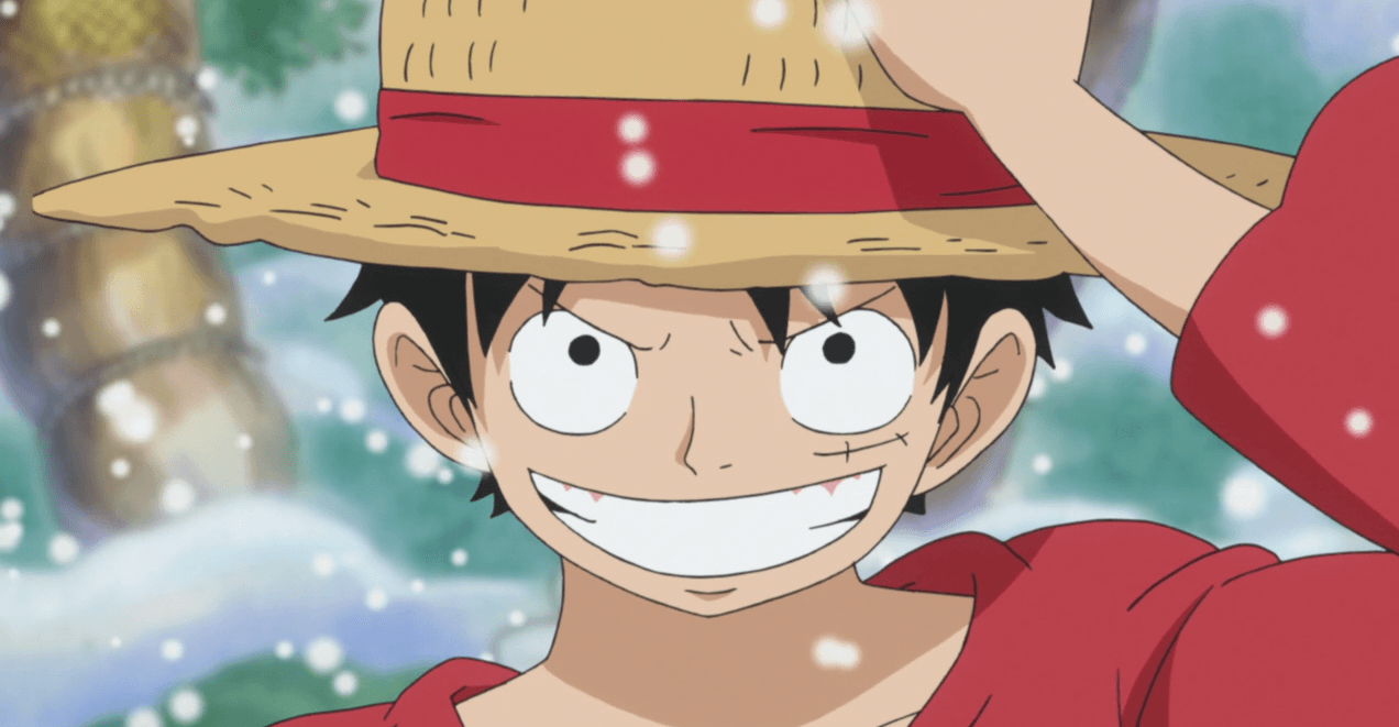 Luffy wearing straw hat PNG Image