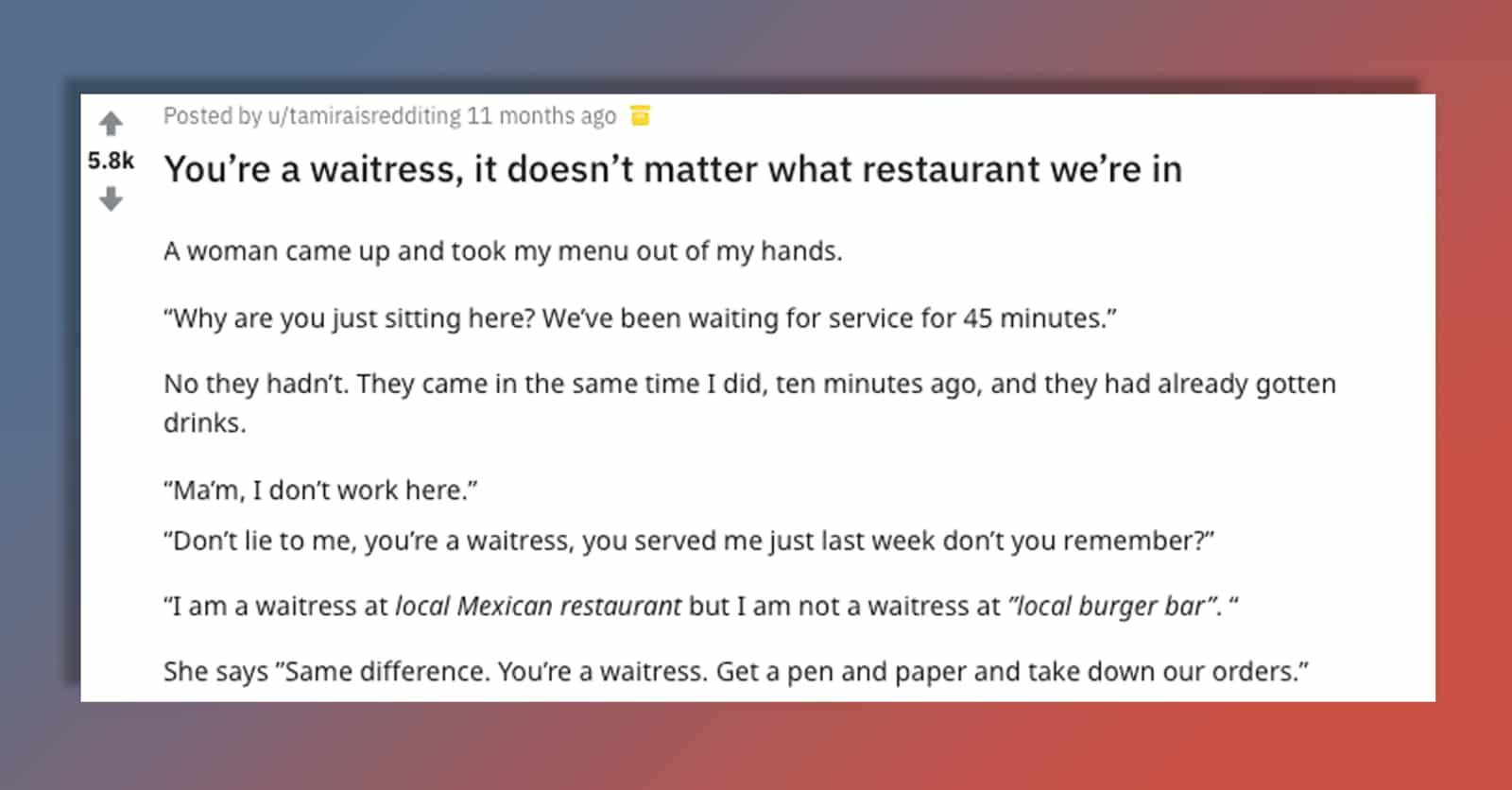 Servers Are Sharing Stories About Their Worst Customers And They're Brutal And Hilarious