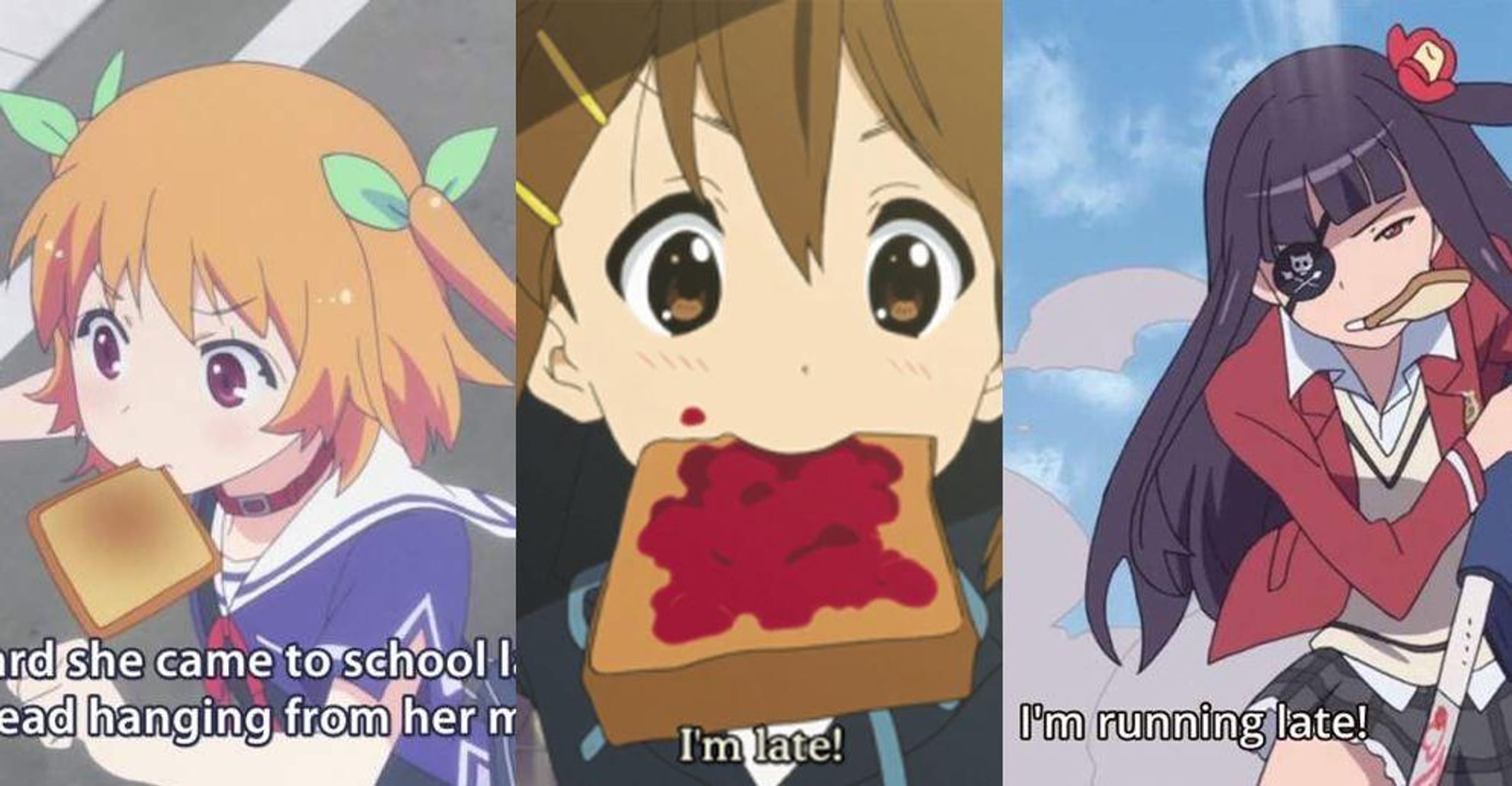 Running late= eat bread  Anime memes funny, Comedy anime, Anime funny