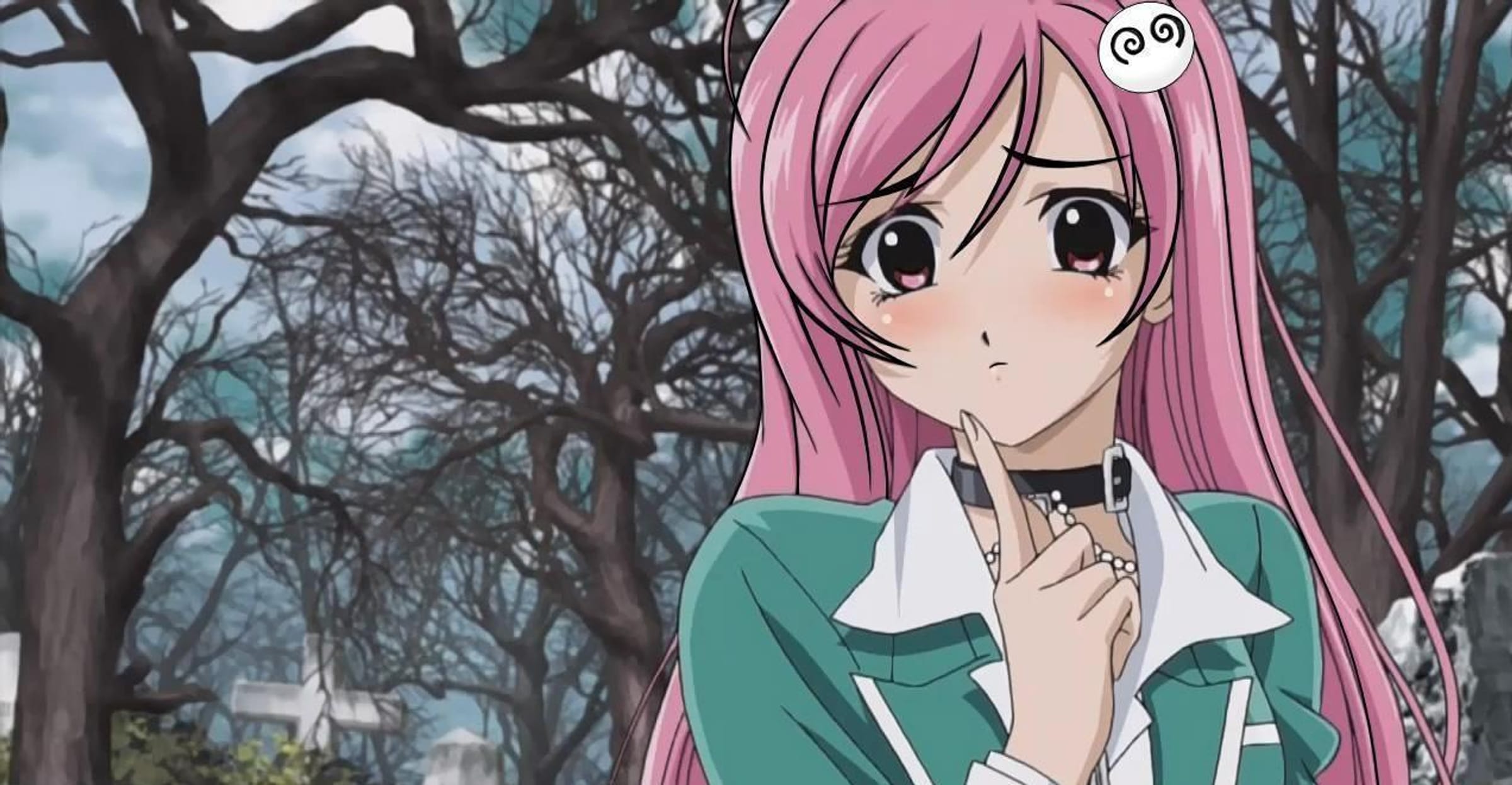 anime girl with long pink hair