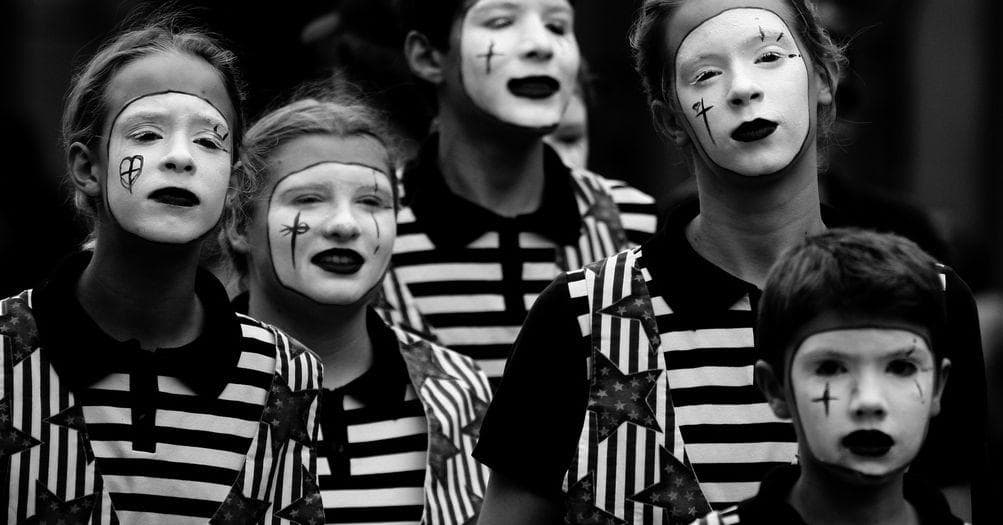 Black and white shop striped mime shirt