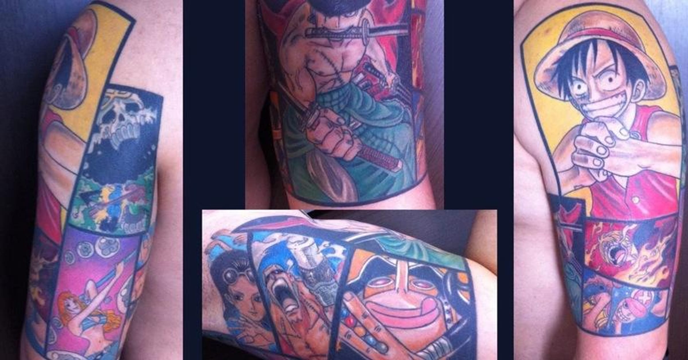 Leg Sleeve One Piece Tattoo  One piece tattoos, Pieces tattoo, Leg sleeve  tattoo