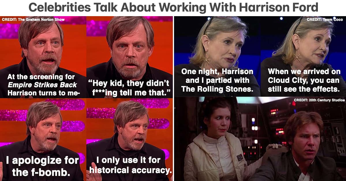 15 Interview Moments With Harrison Ford's Costars That Prove He's the Coolest Actor In Hollywood