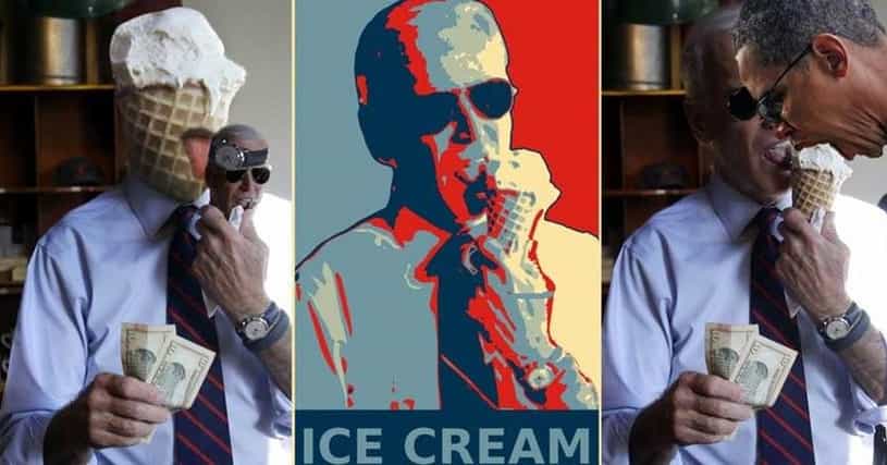 Hilarious Photos of Joe Biden Eating Ice Cream and Holding $20