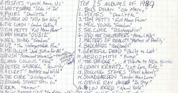 My Top 50 Albums Of The 80's (At The Time)