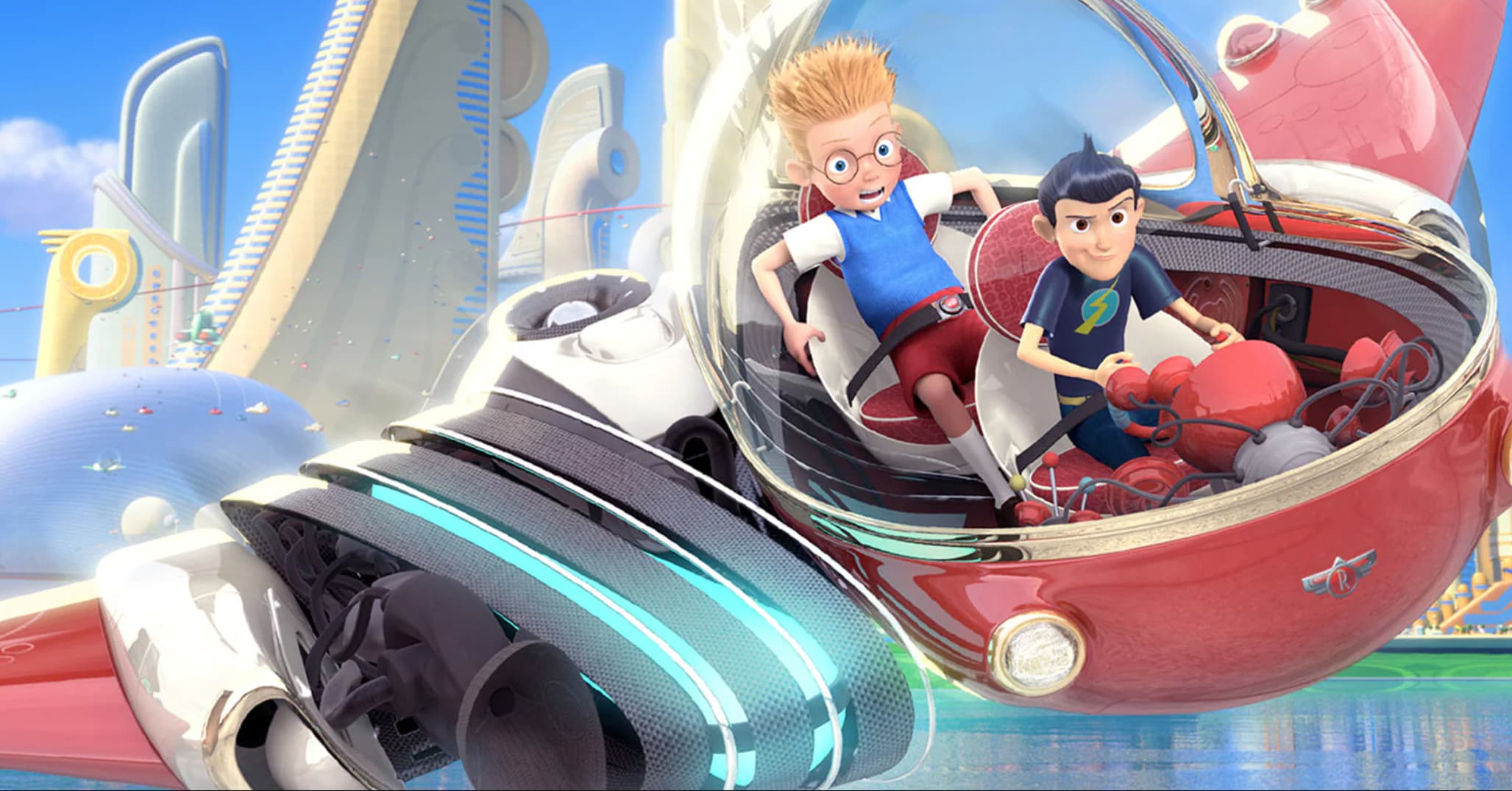 Download Meet The Robinsons Smiling Lewis And Wilbur Wallpaper |  Wallpapers.com, image size:2055x1076