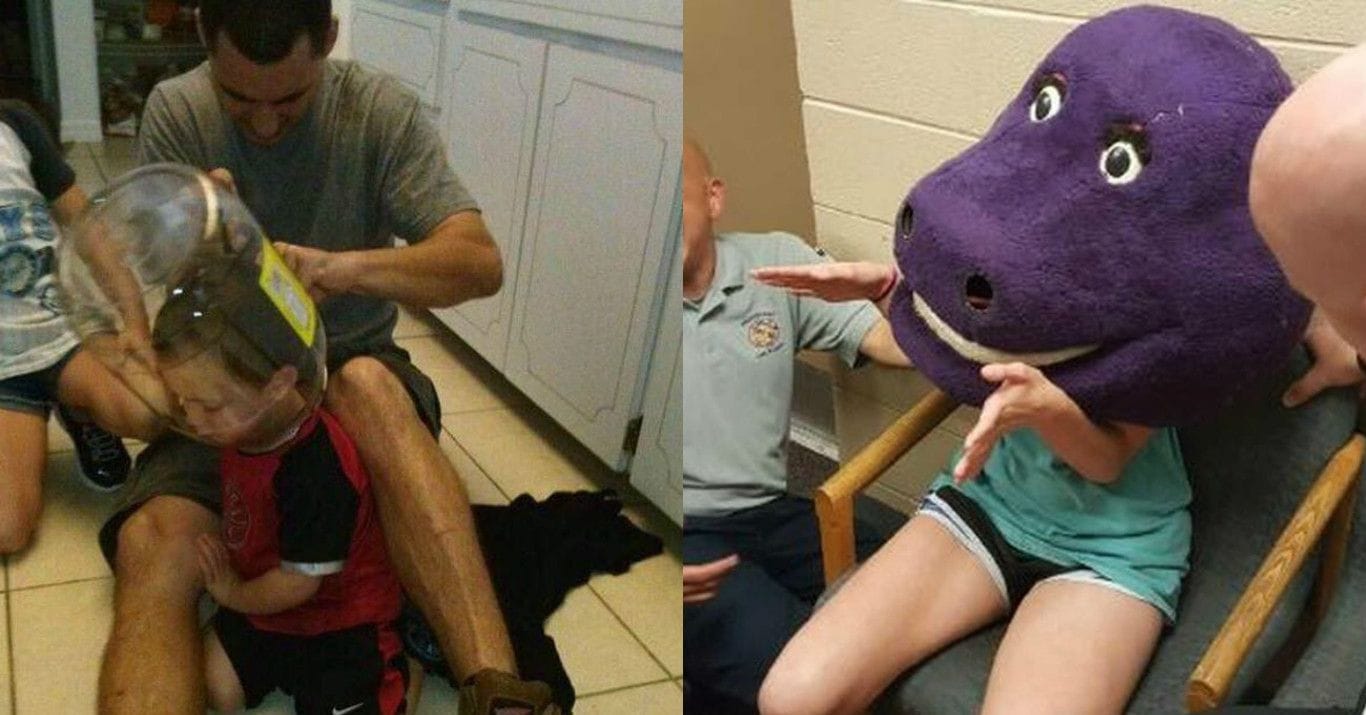 23 Hilarious Pictures Of Children With Their Heads Stuck In Things