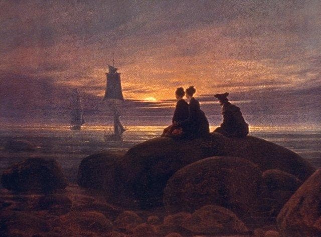 Popular German Romanticism Paintings Famous Paintings From The German   Moonrise Over The Sea Artwork Photo 1