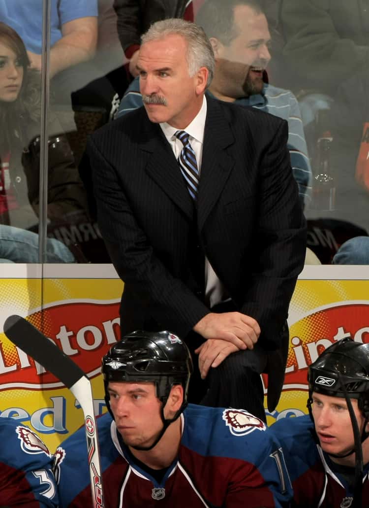 Colorado Avalanche head coach Joel Quenneville (R) wears his old Colorado  Rockies hockey jersey during press conference unveiling the NHL's and  Colorado Avalanche's newly designed Reebok Rbk EDGE uniforms at the Pepsi