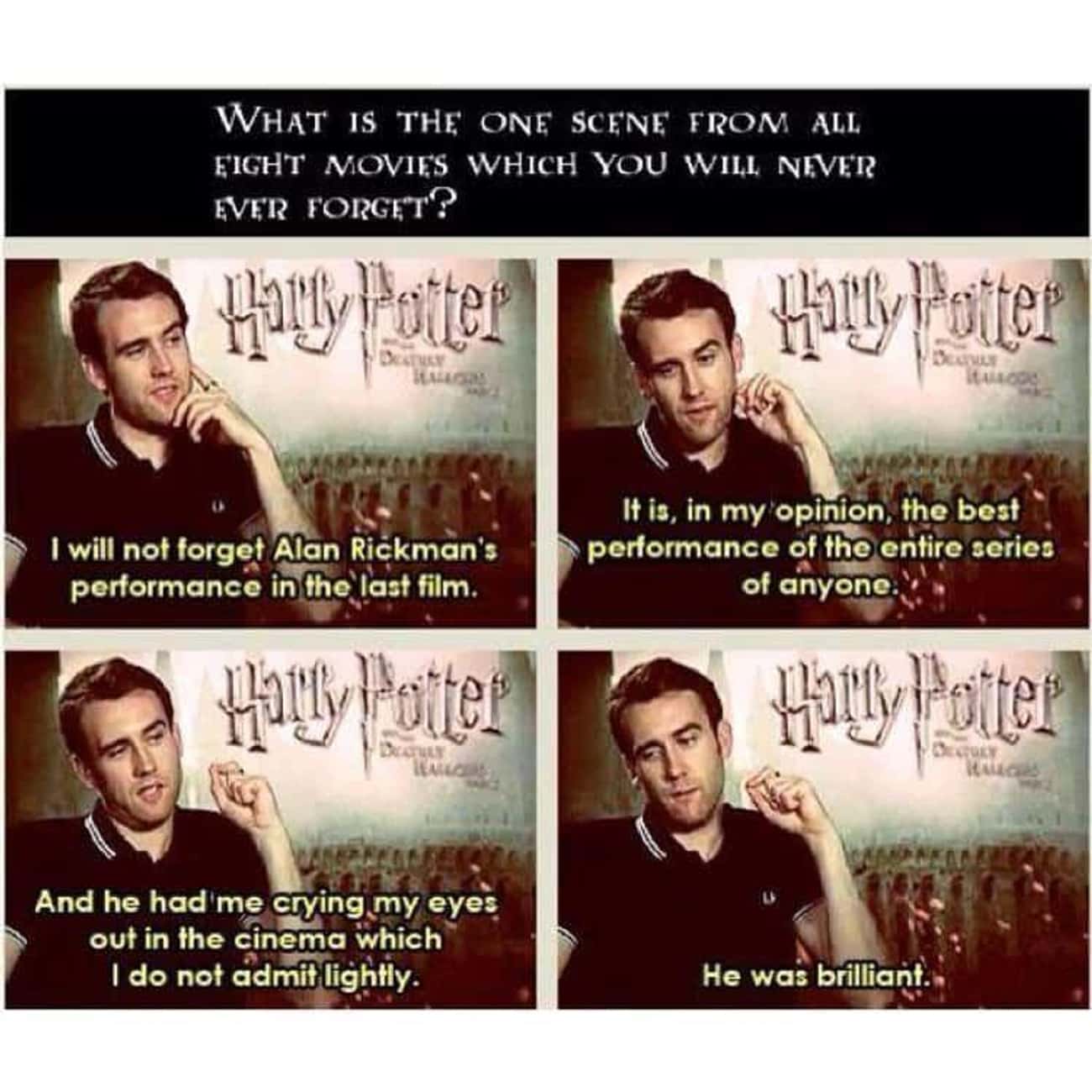 Matthew Lewis Thinks That Alan Rickman Had One Of The Best Performances In All Of The Films