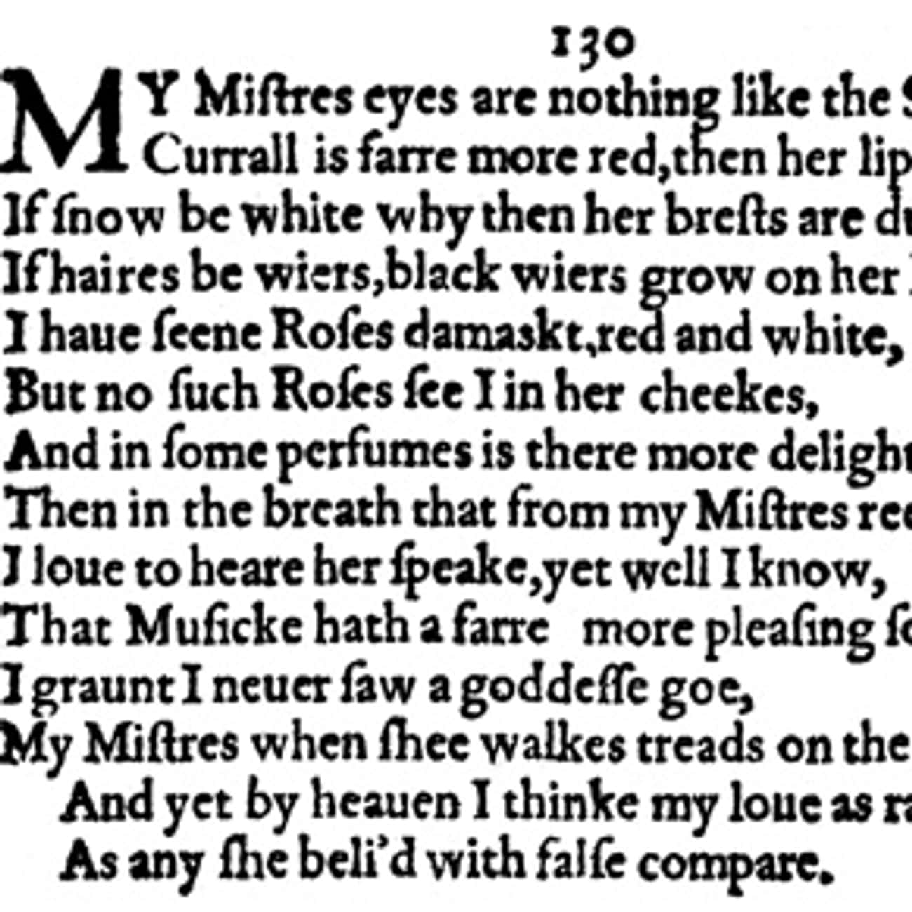 Sonnet 130 - My mistress&#39; eyes are nothing like the sun