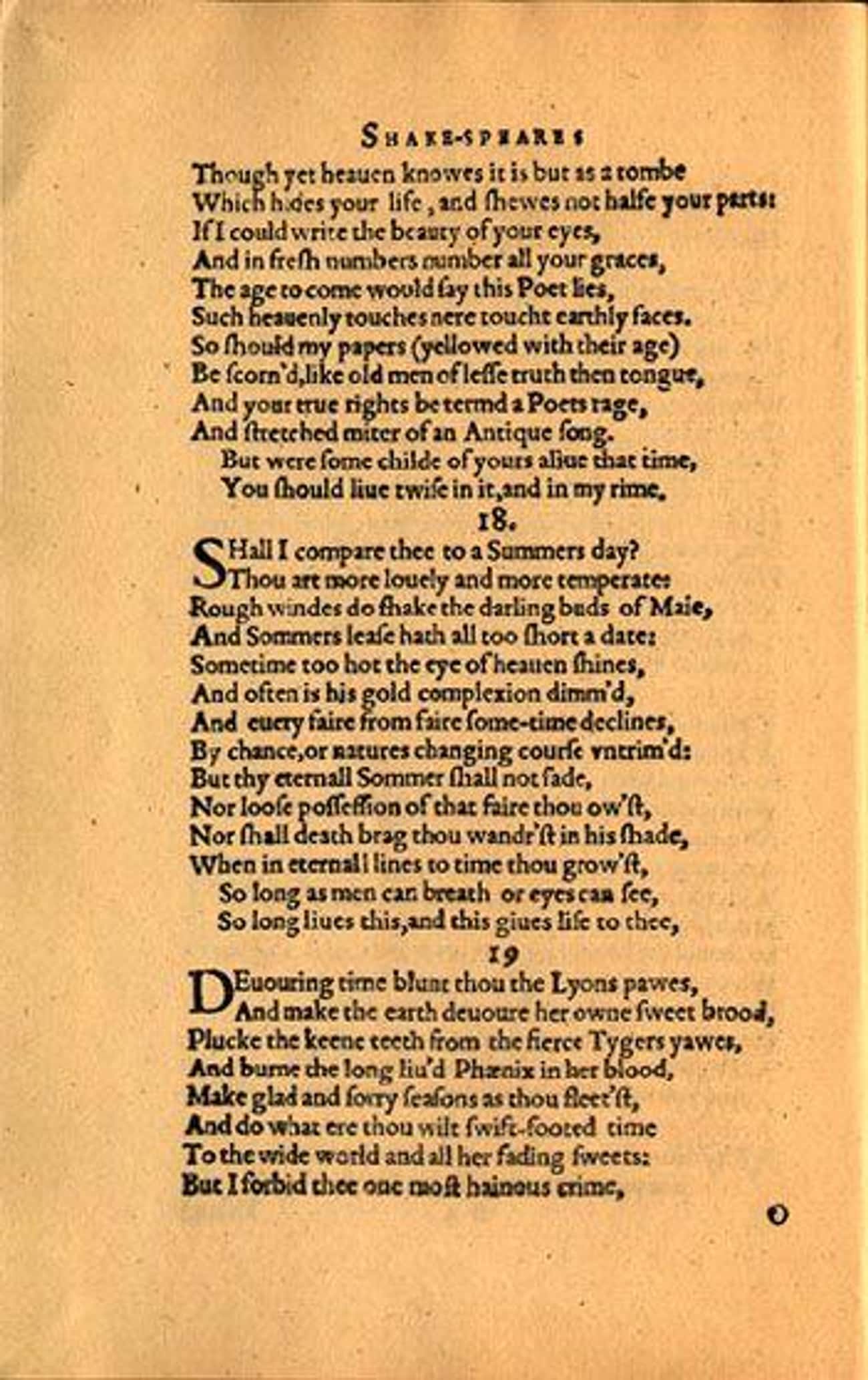 Sonnet 18 - Shall I compare thee to a summer&#39;s day?