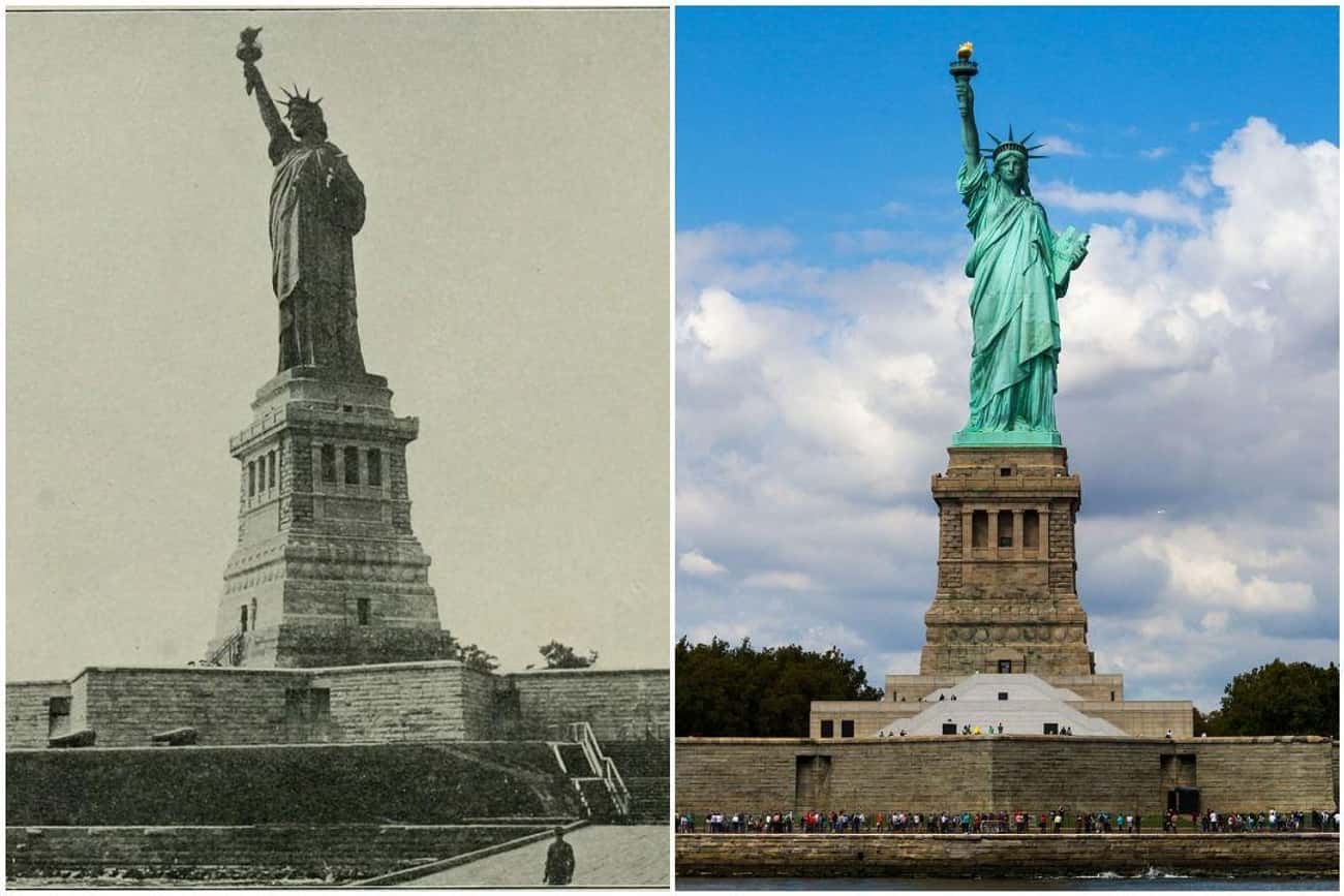 15 Historic Photos Of American Landmarks Vs. What They Look Like Today