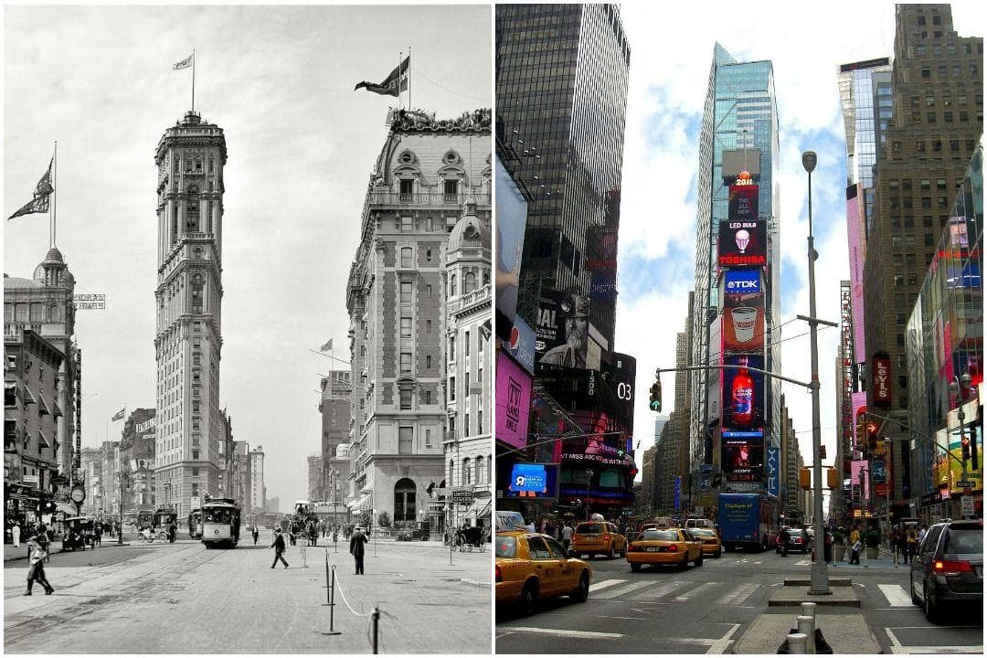 15 Historic Photos Of American Landmarks Vs. What They Look Like Today