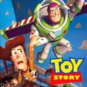Tom Hanks, Tim Allen, Don Rickles   Toy Story is a 1995 American computer-animated buddy-comedy adventure film produced by Pixar Animation Studios and released by Walt Disney Pictures.