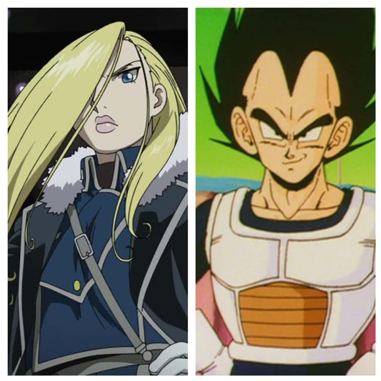 Olivier Mira Armstrong From &#39;Fullmetal Alchemist: Brotherhood&#39; And Vegeta From &#39;DBZ&#39;