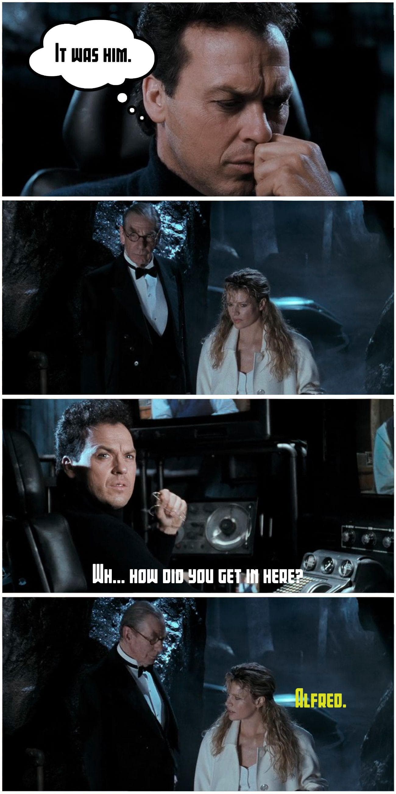 Alfred Showing Vicki Vale The Batcave In 'Batman'