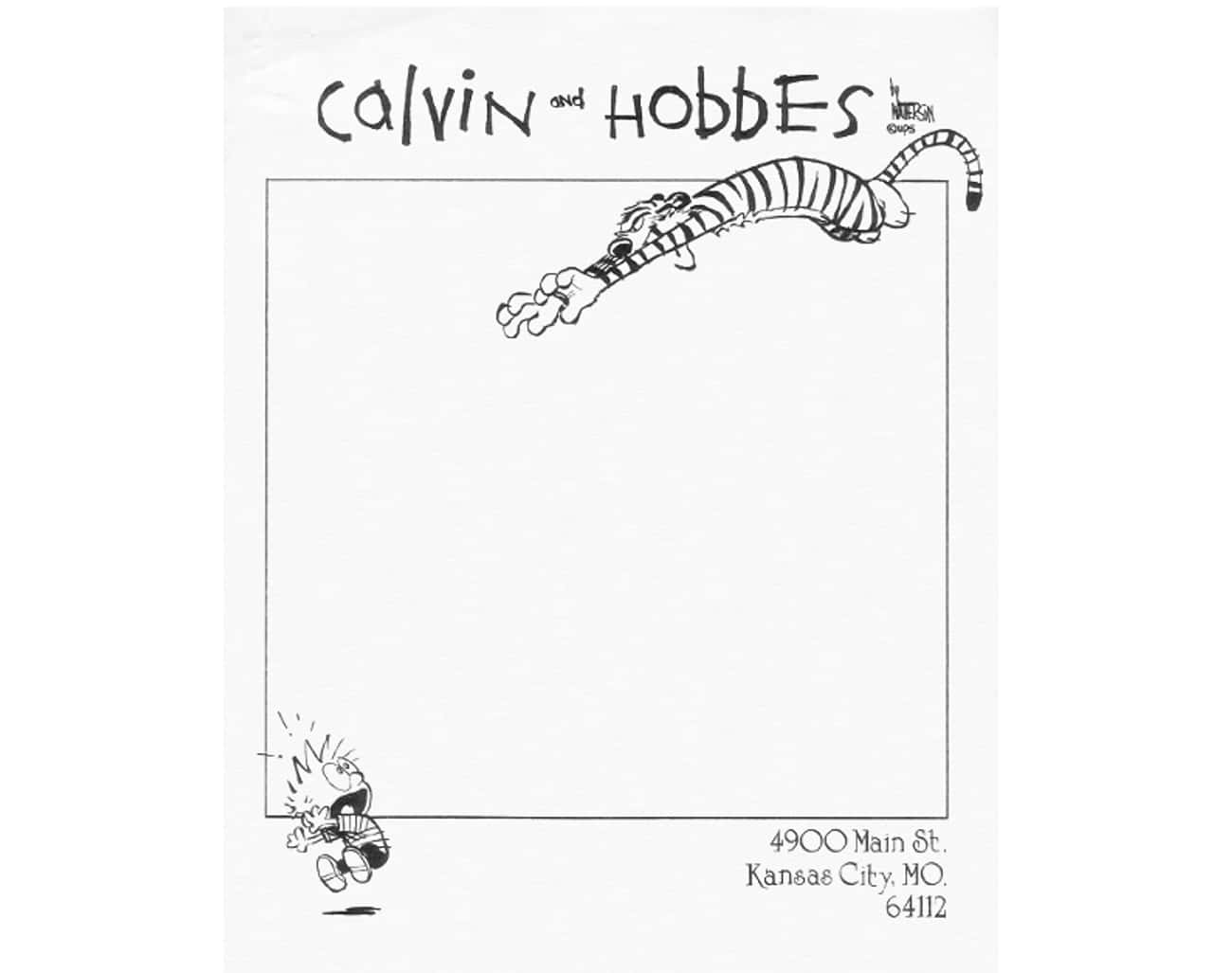 Calvin and Hobbes Chase Each Other Around Cartoonist Bill Watterson&#39;s Letterhead