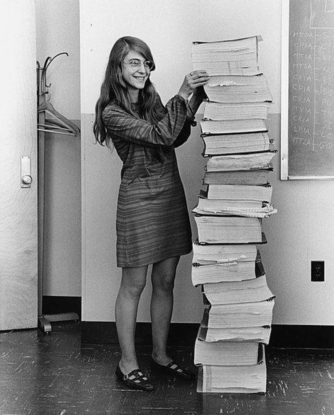 1969: Margaret Hamilton Next To The Navigation Software She And Her Team At MIT Wrote For The Apollo Program