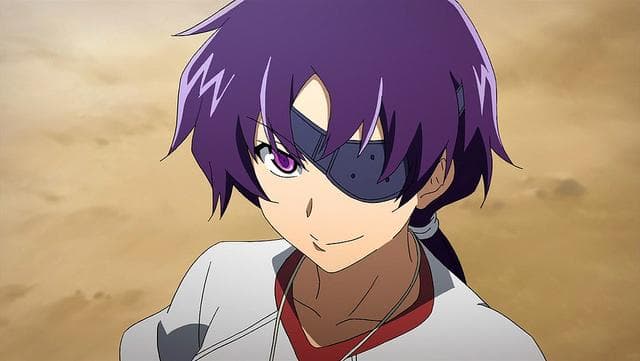anime characters with purple hair and red eyes