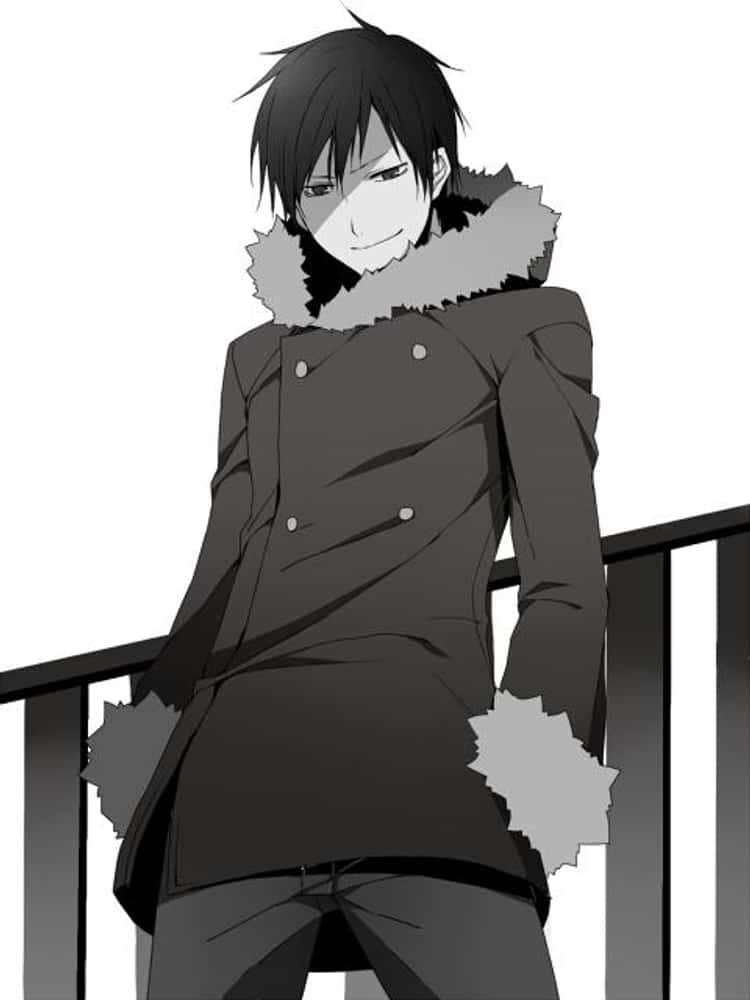 A cute and serious male anime character. Dressed in