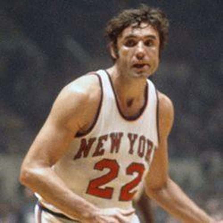 The retired jersey of New York Knicks player Dave DeBusschere #22