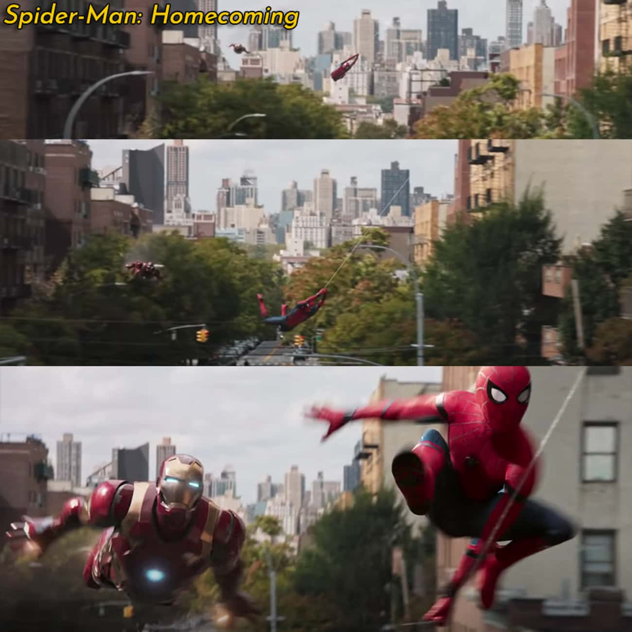 Spider-Man And Iron Man Flying Together In 'Spider-Man: Homecoming'