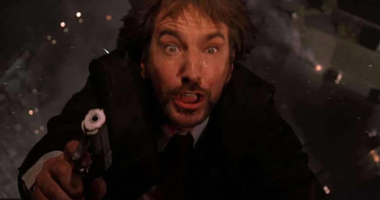 Alan Rickman, 'Die Hard' - He Was Dropped Earlier Than Expected, So The Terrified Look On His Face Is Real 