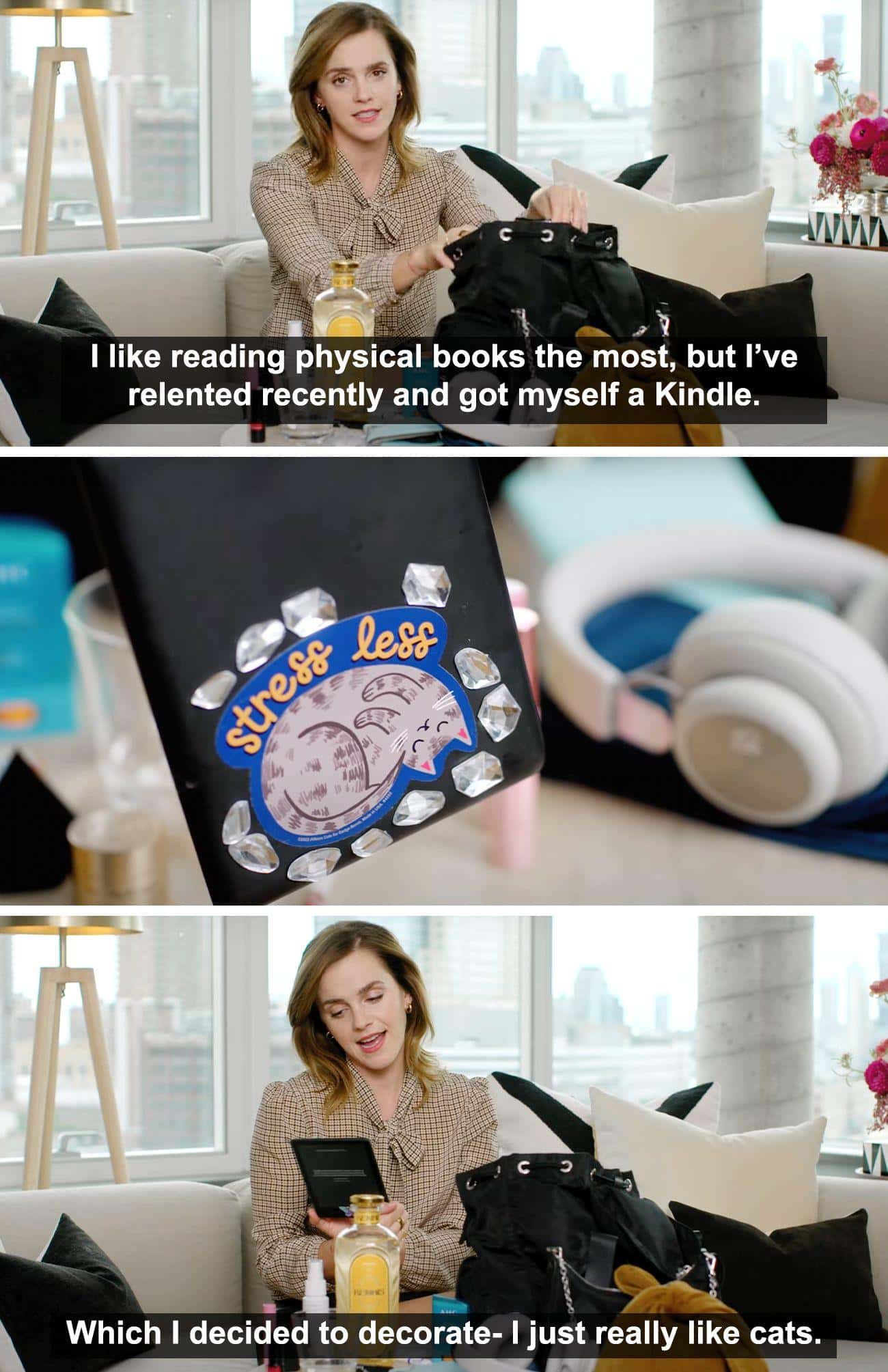Emma Watson Prefers Physical Books, But A Decorated Kindle Will Do