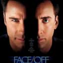 John Travolta, Nicolas Cage, Gina Gershon   Face/Off is a 1997 American science fiction action thriller film directed by John Woo and starring John Travolta and Nicolas Cage.