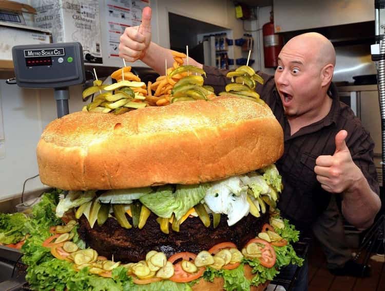 worlds biggest burger man vs food