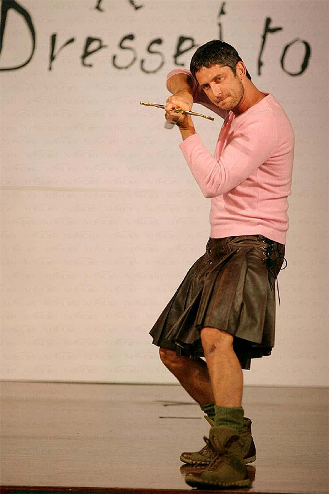 Gerard Butler in Pink Selected Long Sleeve with Pleated Skirt
