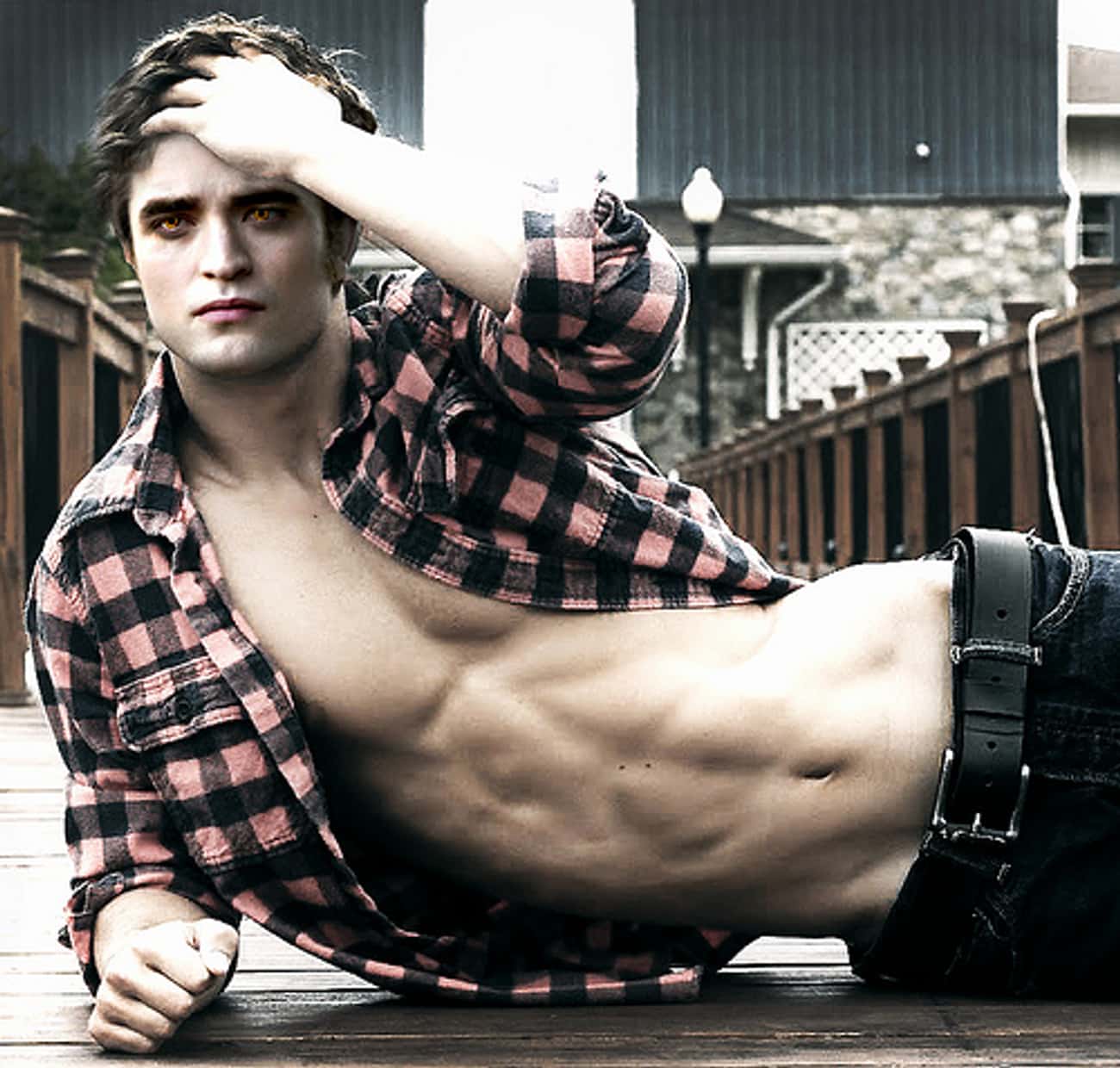 Robert Pattinson in Checkered Long Sleeve