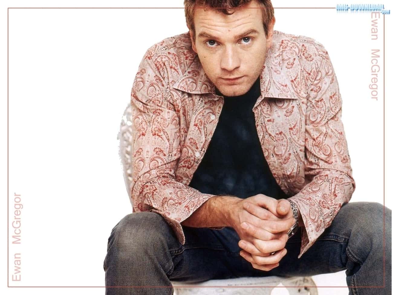 Ewan McGregor in Abstract Polo with Shirt Insert