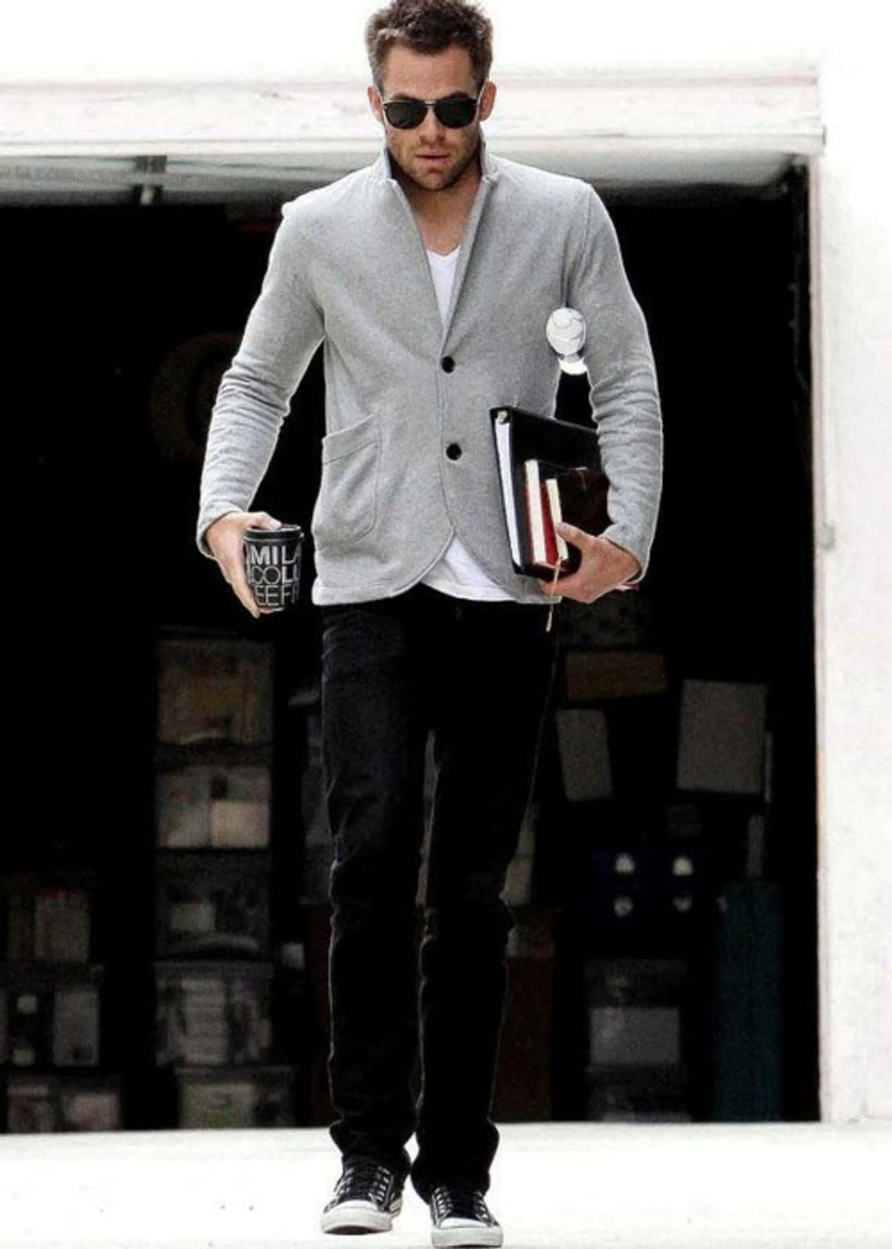 Chris Pine in Double Button Butcher Jumper
