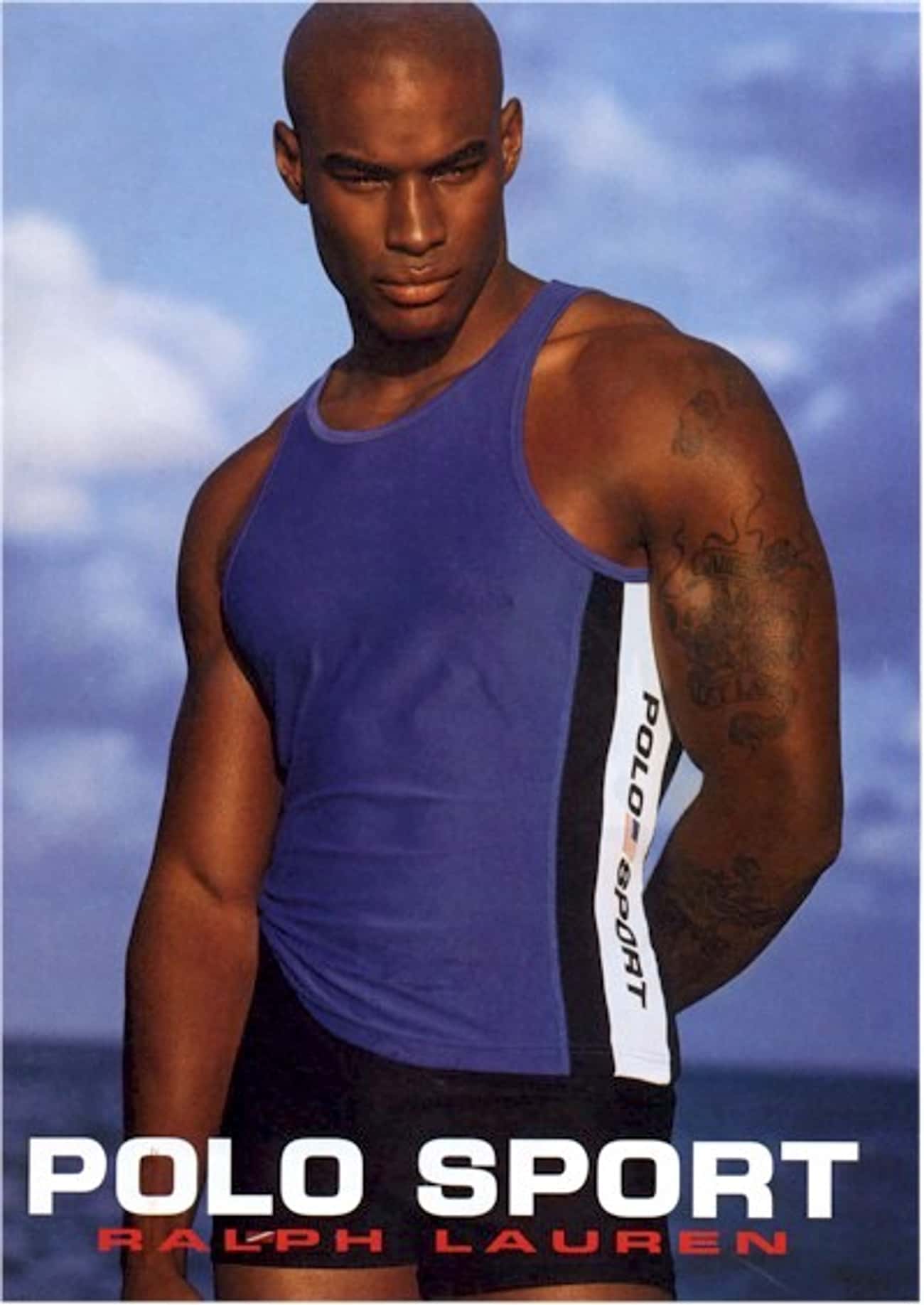 Tyson Beckford in Polo Sport Vest with Cycling Shorts
