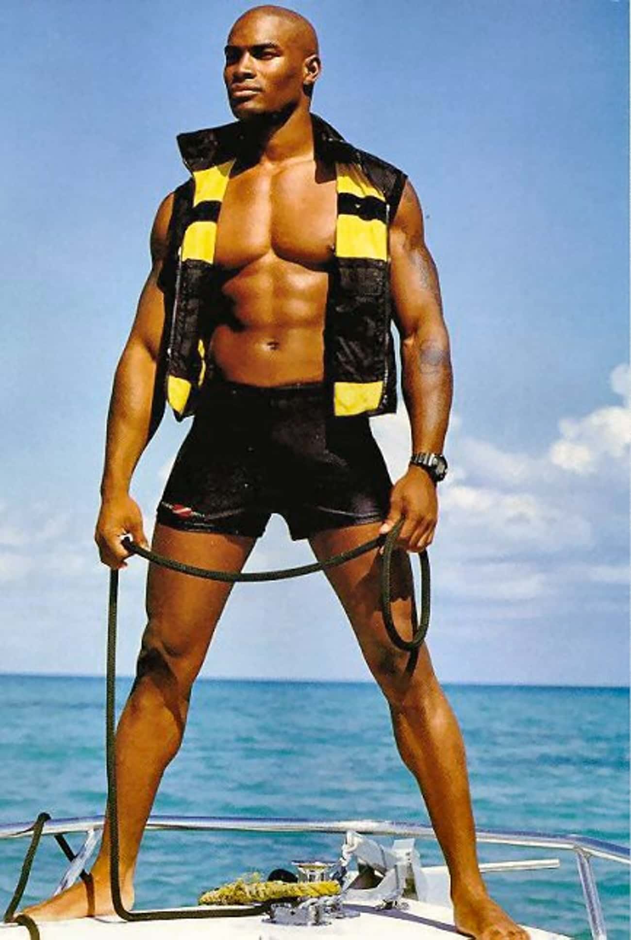 Tyson Beckford in Life Vest with Swimming Trunks