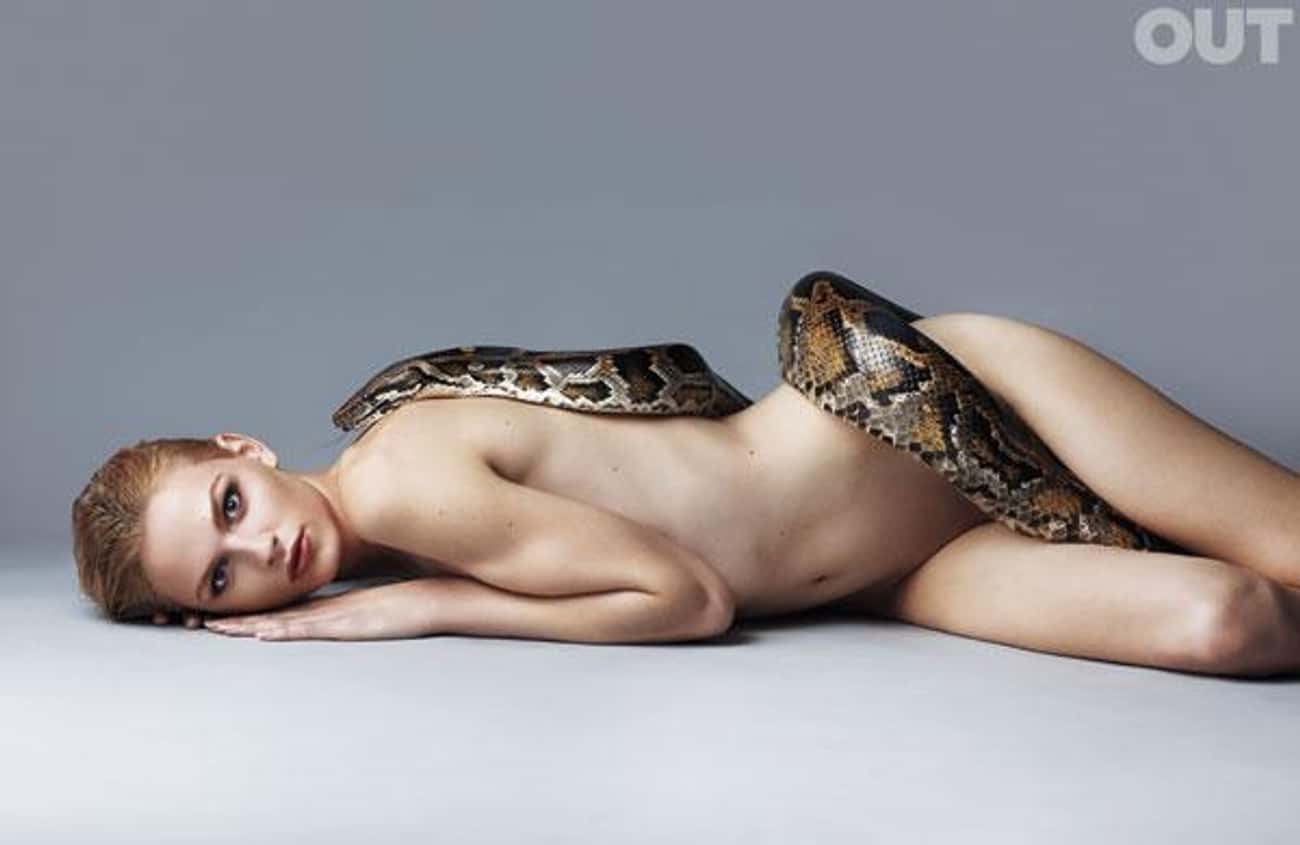 Andrej Pejic in Nude Pose with Snake