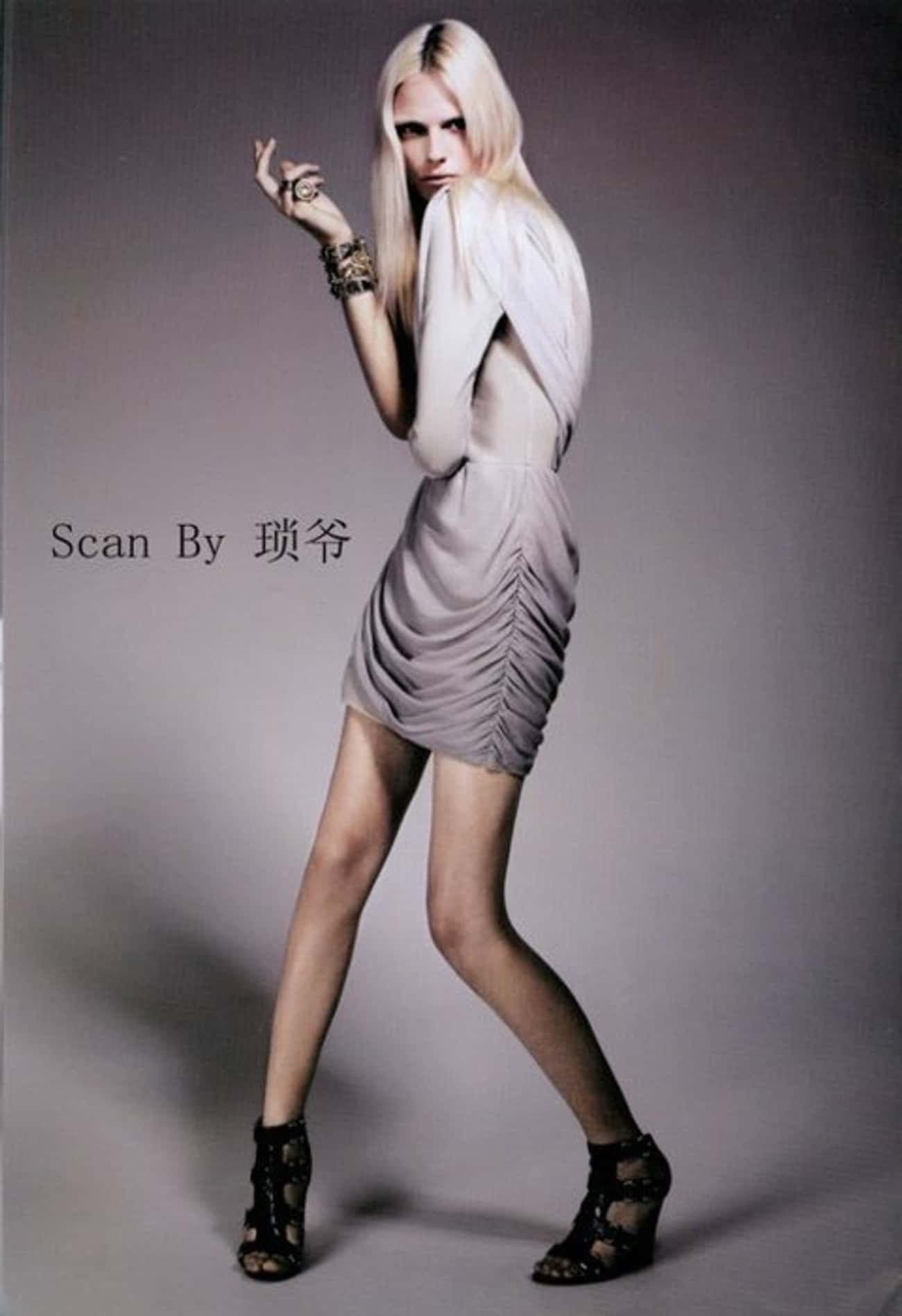 Andrej Pejic in Satin Ruched Dress with Long Sleeves