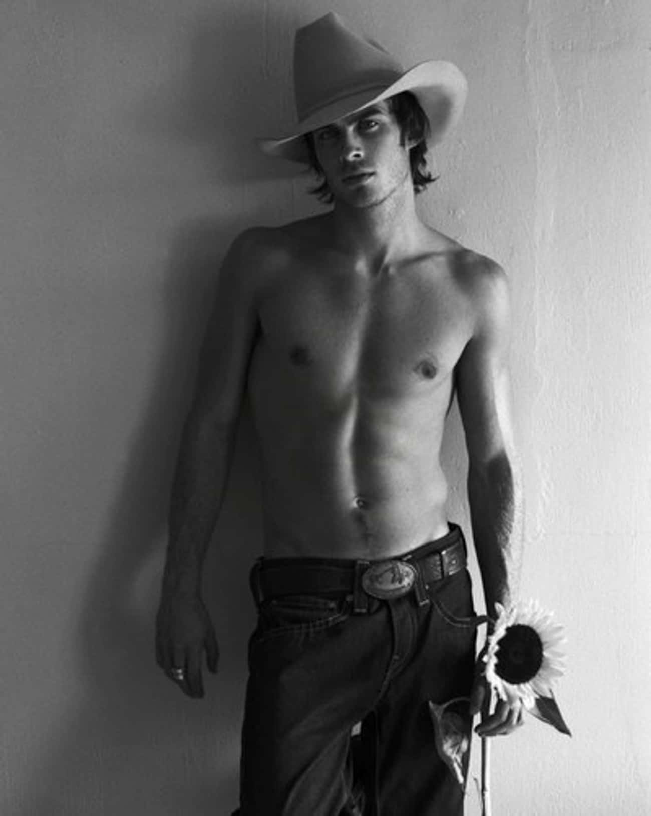 Ian Somerhalder in Cowboy Hat with Belted Jeans