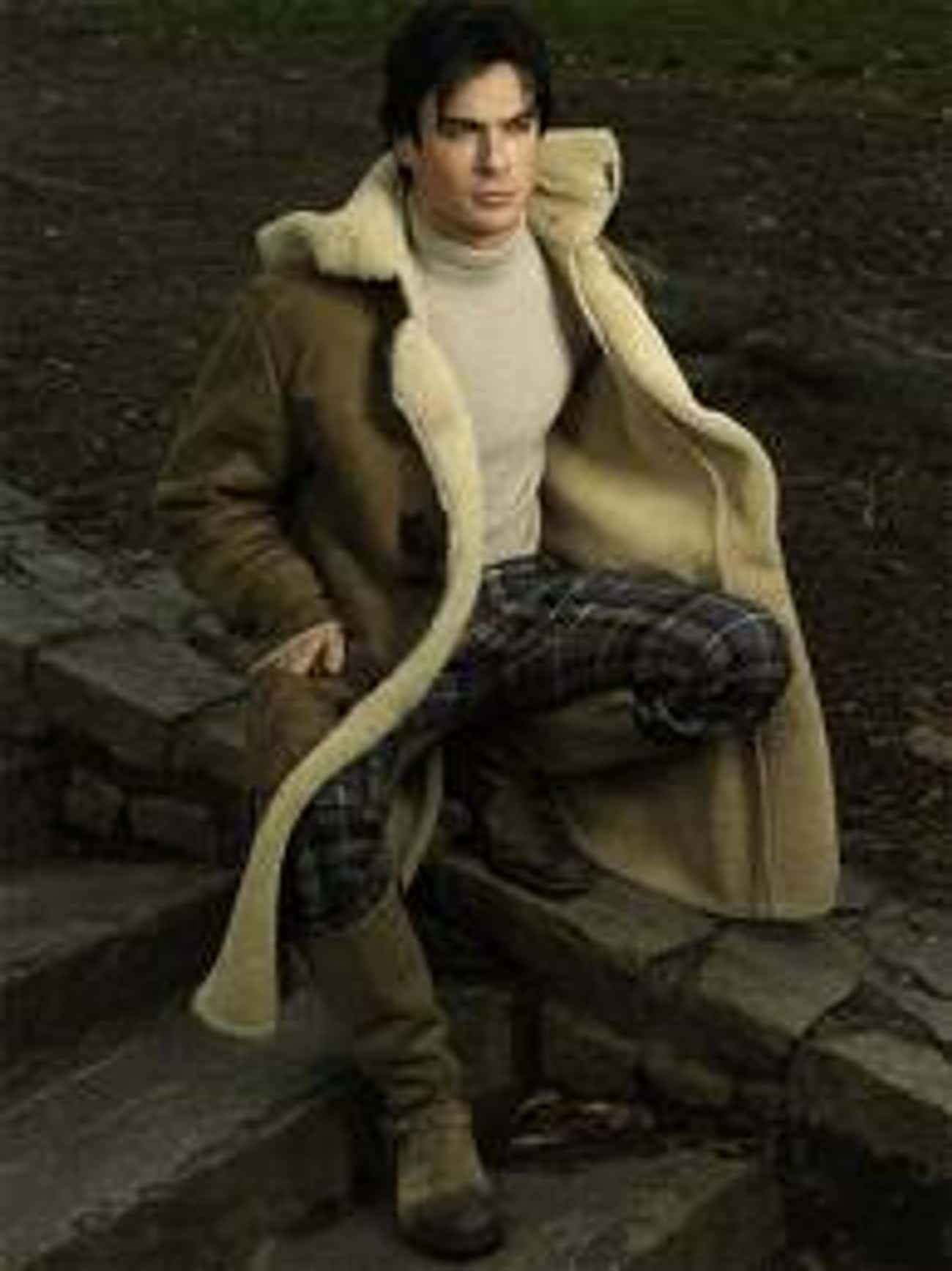Ian Somerhalder in Trench Coat with Fur Hood