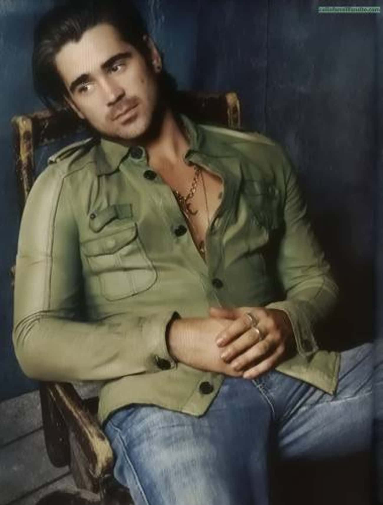 Colin Farrell in Green Leather Long Sleeve