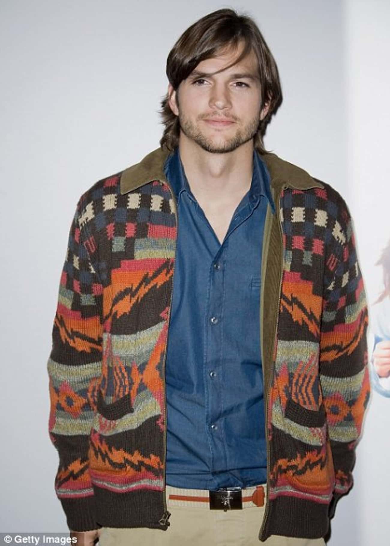 Ashton Kutcher in Multi Color Knit Jacket