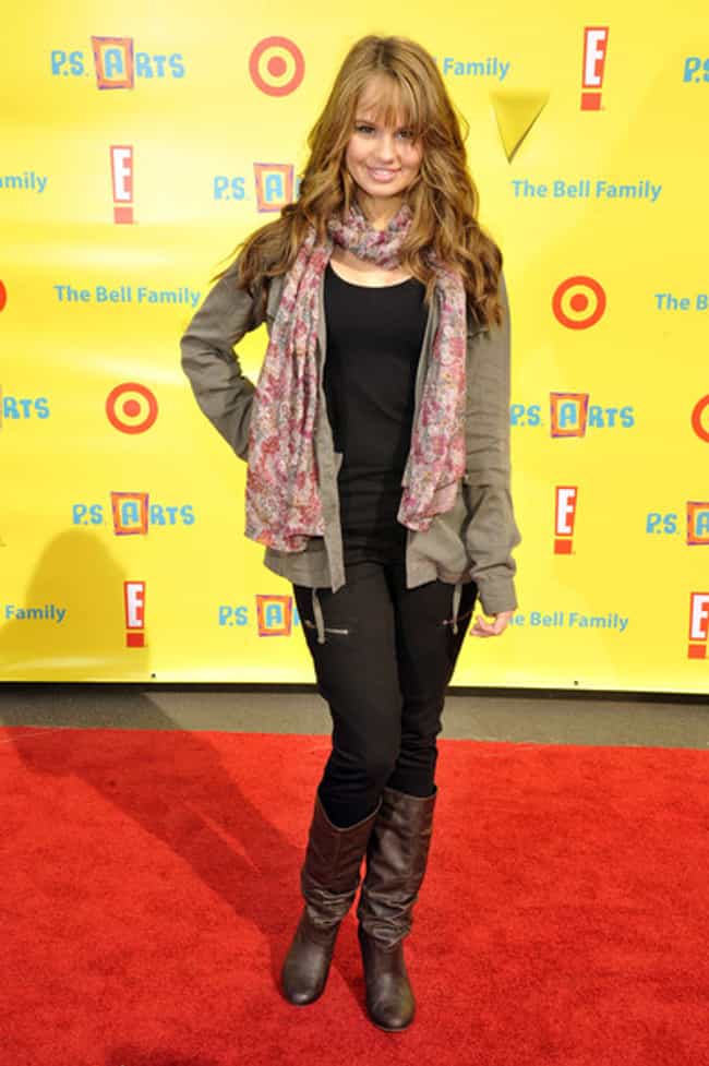 Debby Ryan in Styled Jacket with Scarf and Tank Top
